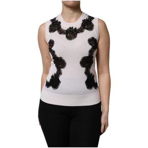 Dolce & Gabbana, Dames, Truien, Wit, Maat: 2XS Leer,