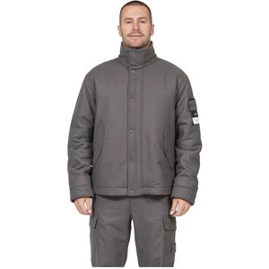 Stone Island, Heren, Jassen, Grijs, Maat: L Wol,