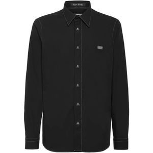 Philipp Plein, Heren, Overhemden, Zwart, Maat: XL Katoen,