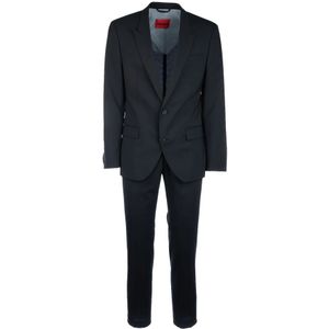 Hugo, Heren, Pakken, Zwart, Maat: M Wol,