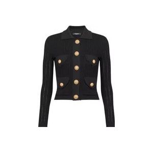 Balmain Gebreide cardigan met knopen , Black , Dames , Maat: S