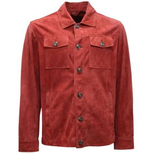 Barba, Heren, Jassen, Rood, Maat: XL Suède,
