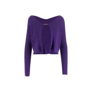 Jacquemus Paarse Cardigan Sweater met Lange Mouwen , Purple , Dames , Maat: S