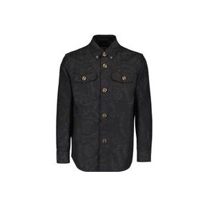 Versace Barocco Print Classic Shirt Jacket , Gray , Heren , Maat: L
