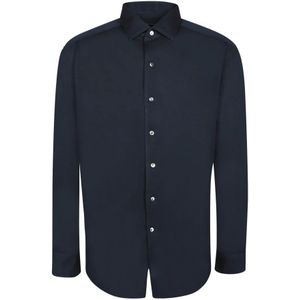 Zegna, Heren, Overhemden, Blauw, Maat: S Katoen,