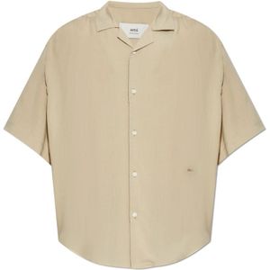 Ami Paris, Heren, Overhemden, Beige, Maat: L Viscose,