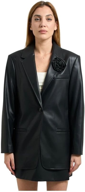 Hugo - Rode Lijn - Synthetisch Leren Jas - Zwart - Dames