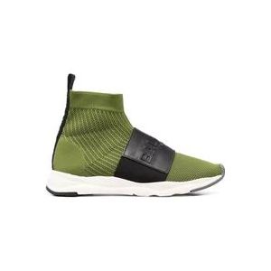 Balmain Groene Elegante Gesloten Platte Sneakers , Green , Heren , Maat: 45 EU