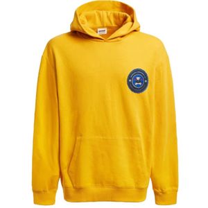 Guess, Heren, Sweatshirts & Hoodies, Geel, Maat: S Katoen,