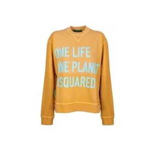 Dsquared2 Print Sweatshirt, Regular Fit , Yellow , Dames , Maat: 2XS