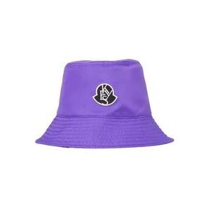 Moncler Stijlvolle Logo Patch Bucket Hat , Purple , Dames , Maat: S