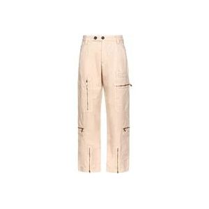 Pinko Beige Utility Tricotina Stretch Broek , Beige , Dames , Maat: 3XS