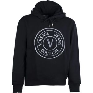 Versace Jeans Couture, Heren, Sweatshirts & Hoodies, Zwart, Maat: M Katoen,