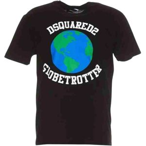Dsquared2, Heren, Tops, Zwart, Maat: L