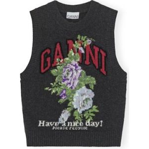 Ganni, Dames, Truien, Grijs, Maat: XS Wol,