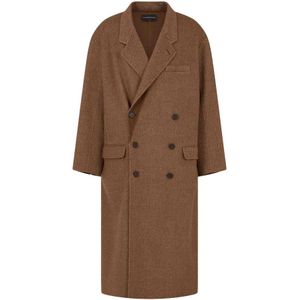 Emporio Armani, Heren, Mantels, Bruin, Maat: M Wol,