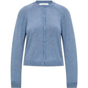 Moschino, Dames, Truien, Blauw, Maat: XS Zijde,