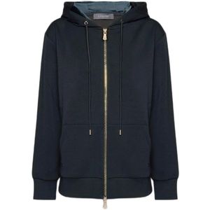 Elena Mirò, Dames, Sweatshirts & Hoodies, Blauw, Maat: XS Viscose,