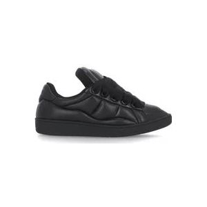 Lanvin Zwarte Leren Sneakers voor Mannen , Black , Heren , Maat: 46 EU