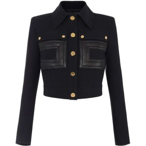 Elisabetta Franchi, Dames, Jassen, Zwart, Maat: XS Satijn,