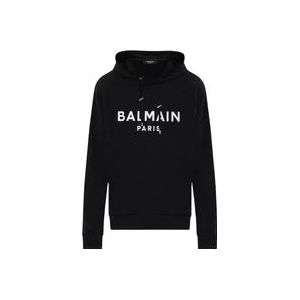 Balmain Bedrukte hoodie , Black , Heren , Maat: XL