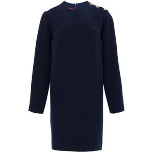 Gucci, Dames, Jurken, Blauw, Maat: L Wol,
