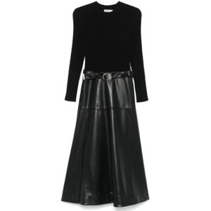 Simkhai, Dames, Jurken, Zwart, Maat: M Leer,