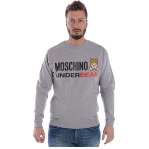 Moschino, Heren, Sweatshirts & Hoodies, Grijs, Maat: S Katoen,