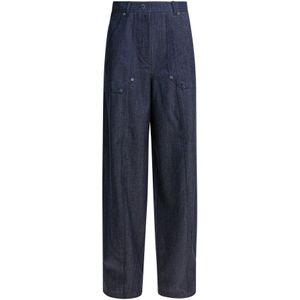 Max Mara, Dames, Broeken, Blauw, Maat: S Wol,