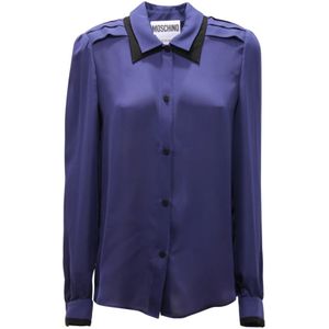 Moschino, Dames, Blouses & Shirts, Blauw, Maat: S Zijde,
