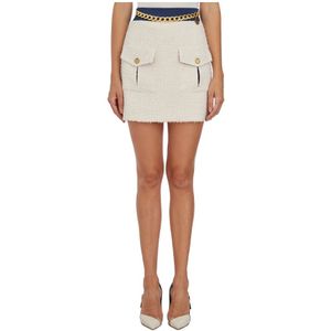 Elisabetta Franchi, Dames, Rokken, Wit, Maat: S Satijn,