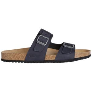 Geox - Slip-On Sandalen - Blauw - Nubuck Leer