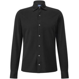 Finamore, Heren, Overhemden, Zwart, Maat: M Kasjmier,