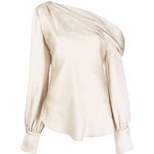 Simkhai, Dames, Blouses & Shirts, Beige, Maat: XS Satijn,