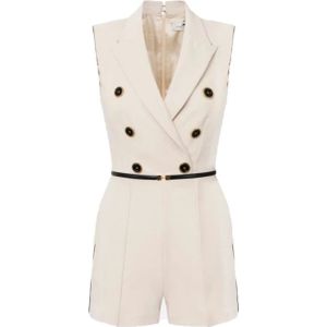 Elisabetta Franchi, Dames, Jumpsuits & Playsuits, Wit, Maat: L Leer,