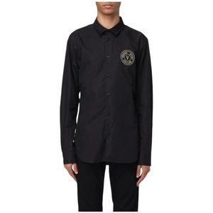 Versace Jeans Couture, Heren, Overhemden, Zwart, Maat: 2XL Katoen,