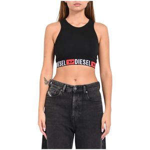 Diesel, Dames, Tops, Zwart, Maat: L Katoen,