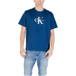 Calvin Klein Jeans, Heren, Tops, Blauw, Maat: XL Katoen,