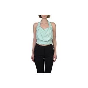 Pinko Zijden Top met Open Rug , Green , Dames , Maat: XS