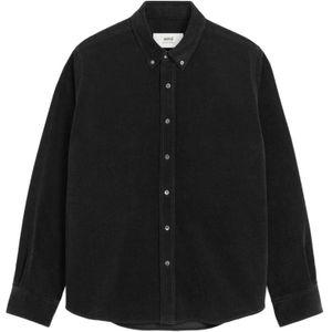 Ami Paris, Heren, Overhemden, Grijs, Maat: S Corduroy,