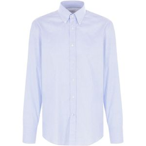 Brunello Cucinelli, Heren, Overhemden, Blauw, Maat: XL Katoen,