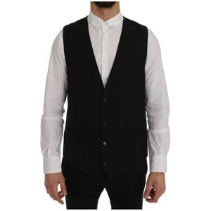 Dolce & Gabbana, Heren, Pakken, Zwart, Maat: XL Wol,
