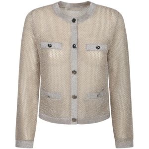 Tory Burch, Dames, Truien, Beige, Maat: L Polyamide,