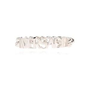 Versace Armband met logo , Gray , Heren , Maat: M