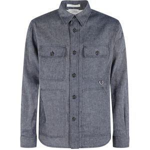 Paolo Pecora, Heren, Overhemden, Blauw, Maat: M Linnen,