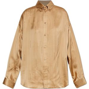 Balenciaga, Dames, Blouses & Shirts, Beige, Maat: 2XS Satijn,