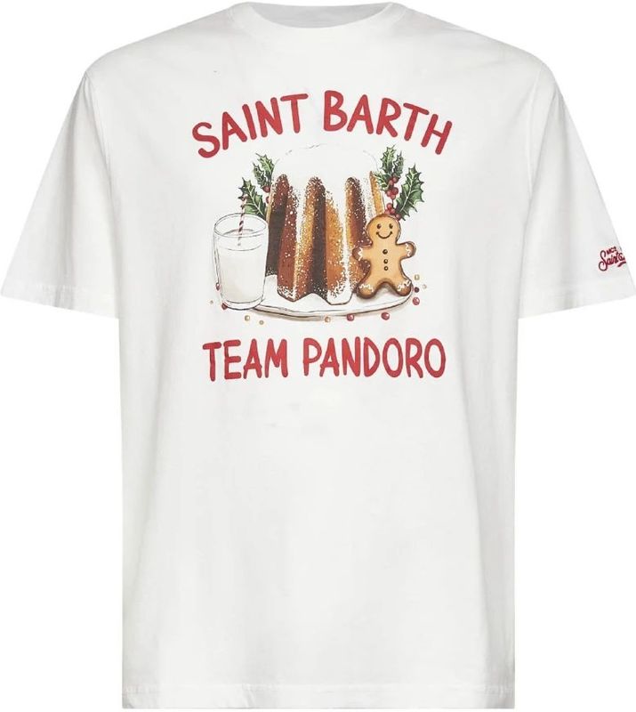 MC2 Saint Barthvoor mannen. ARN0004 Pandoro T-shirt wit (S), Casual, Katoen, Korte mouwen