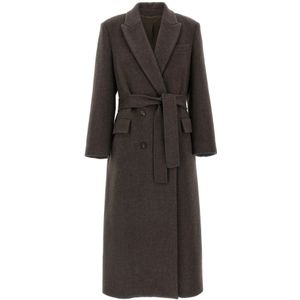 Brunello Cucinelli, Dames, Mantels, Bruin, Maat: XS Zijde,
