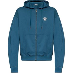 Versace, Heren, Sweatshirts & Hoodies, Blauw, Maat: L Katoen,