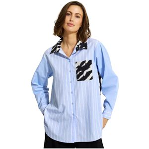 IN Front, Dames, Blouses & Shirts, Blauw, Maat: S